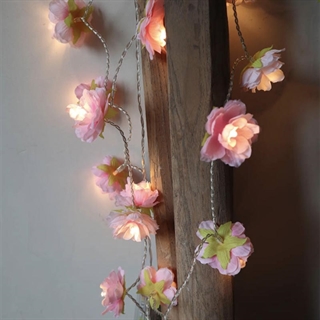 LED lyskæde med lyserøde blomster